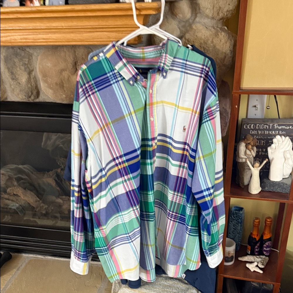 Ralph Lauren Blue Green Plaid Men's Shirt 3xb
